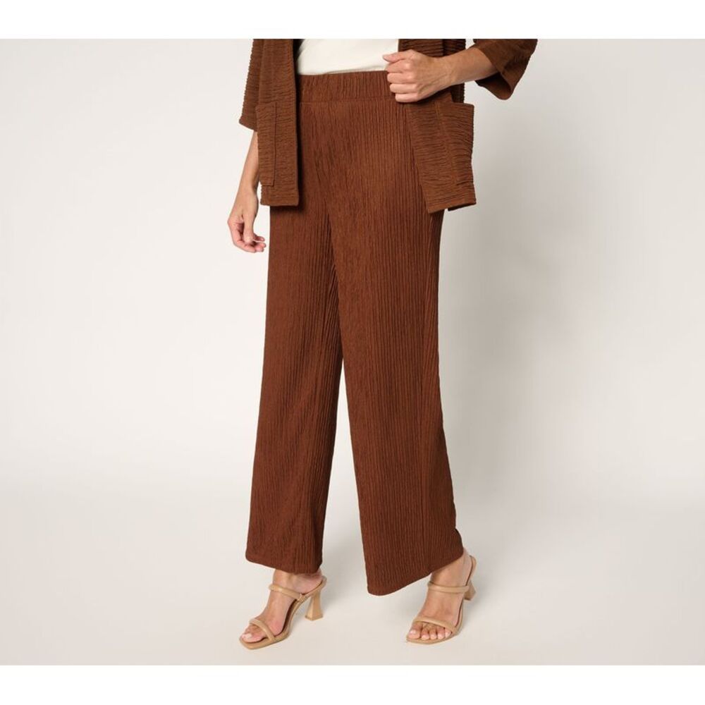 Joan Rivers Classics Collection Women's Plus Sz Pants 1X Crinkle Brown A702867